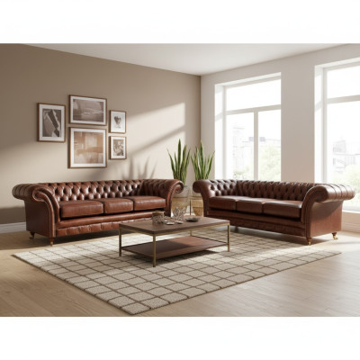 Living room new set Chesterfield sofas couch three-seater with two-seater