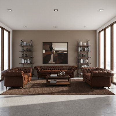 New 3-piece set living room Chesterfield sofas upholstered furniture armchair furnishings