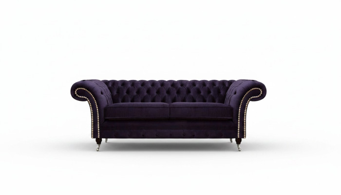 Chesterfield Lilac Two-seater Sofa Couch Living Room New Textile Sofas New