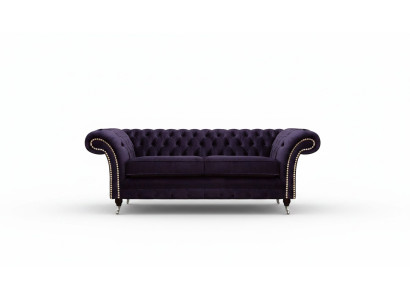 Chesterfield Lilac Two-seater Sofa Couch Living Room New Textile Sofas New