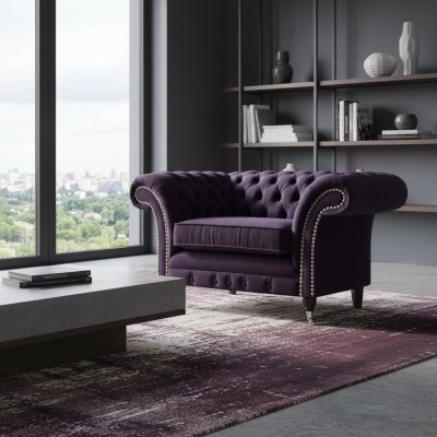 Living room armchair new design luxury Chesterfield upholstered furniture textile