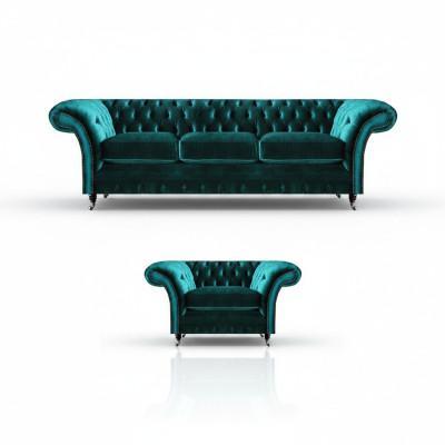 Living room sofa set 2-piece three-seater couch sofa Chesterfield armchair