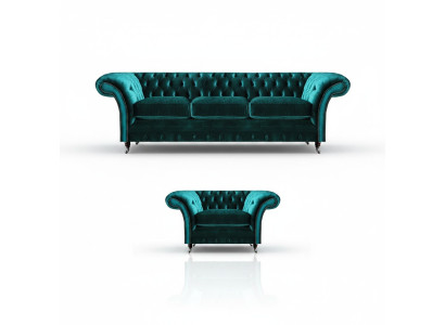 Living room sofa set 2-piece three-seater couch sofa Chesterfield armchair