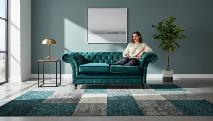 Chesterfield design green sofa two-seater sofa furniture upholstery furniture