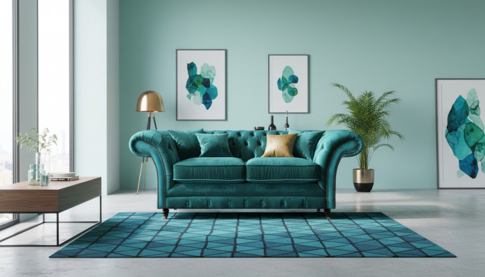 Chesterfield design green sofa two-seater sofa furniture upholstery furniture