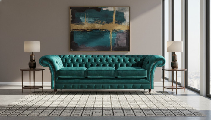 Chesterfield Sofa Three-Seater Couch Upholstered Furniture Living Room New Furniture