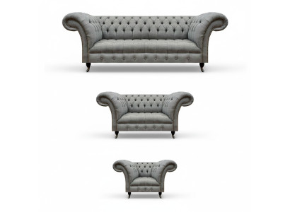 Chesterfield Sofa Set 3-piece Upholstered Furniture Living Room Luxury Seating Arrangement