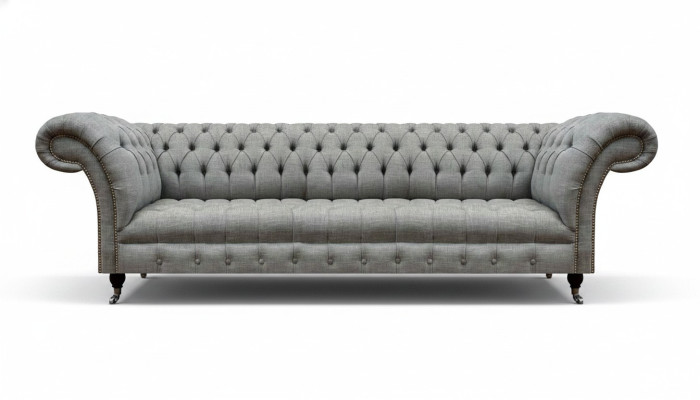 Living room luxury gray four-seater sofa Chesterfield new upholstered furniture