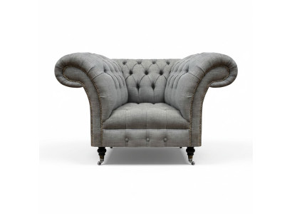 Luxury fabric armchair living room Chesterfield upholstered furniture gray
