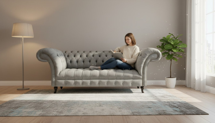 Living room three-seater sofa upholstered furniture Chesterfield couch fabric new