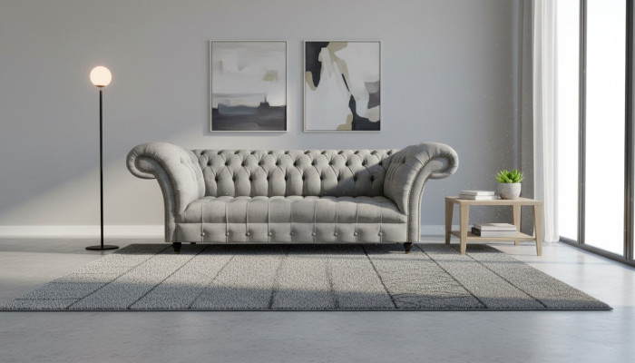 Living room three-seater sofa upholstered furniture Chesterfield couch fabric new