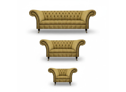 Living room Yellow Sofa Set 3-piece Luxury Sofas Set Upholstered Seat New Chesterfield