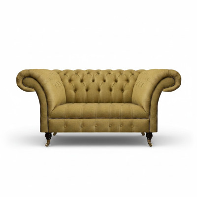 Yellow Chesterfield Two-seater Sofa Couch Living Room Furniture Luxury Upholstery Textile