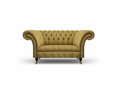 Yellow Chesterfield Two-seater Sofa Couch Living Room Furniture Luxury Upholstery Textile