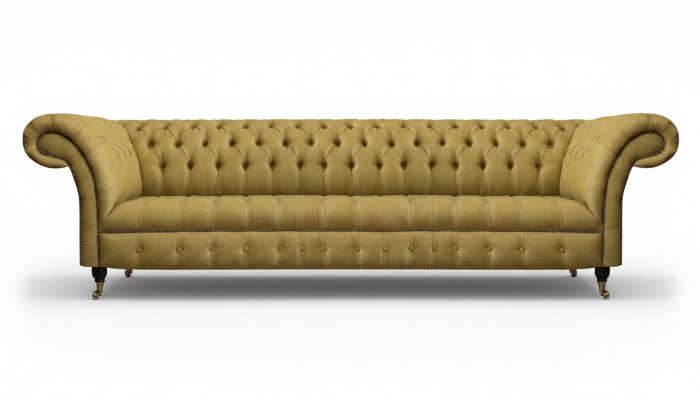 Luxury Sofa Four-Seater Couch Living Room Chesterfield Textile Upholstery Furniture