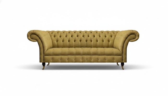 Chesterfield three-seater sofa living room couch furnishing luxury textile