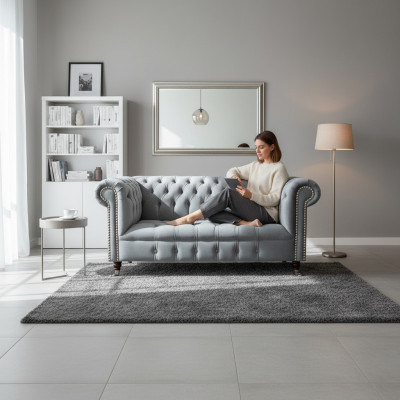 Two-seater sofa luxury furniture living room couch Chesterfield seat