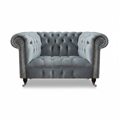 Living room gray armchair Chesterfield upholstered seating furniture new textile