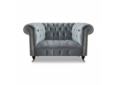 Living room gray armchair Chesterfield upholstered seating furniture new textile