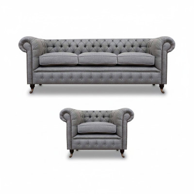 Sofa set couch upholstery Chesterfield design sofa three-seater set armchair