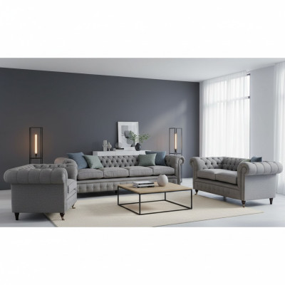 Sofa set fabric textile upholstered sofa Chesterfield living room new design