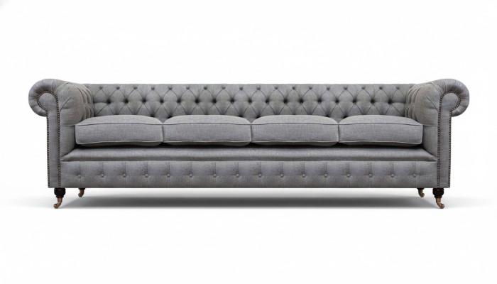 Chesterfield four-seater gray sofa couch living room furnishing new textile
