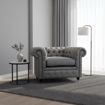 Living room chair luxury upholstered fabric Chesterfield textile seating new furnishings