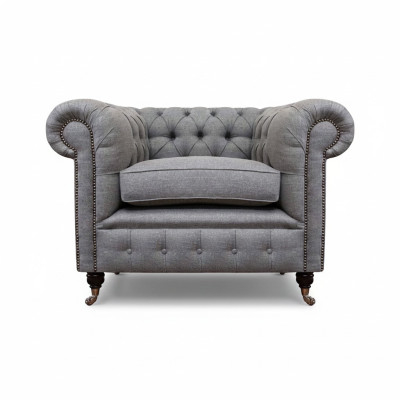 Living room chair luxury upholstered fabric Chesterfield textile seating new furnishings