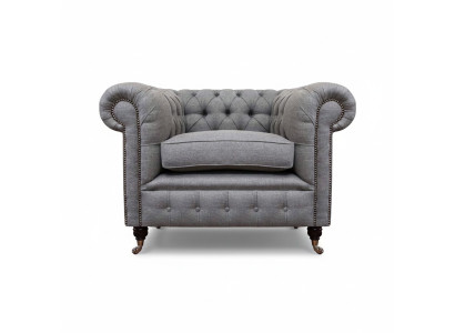 Living room chair luxury upholstered fabric Chesterfield textile seating new furnishings