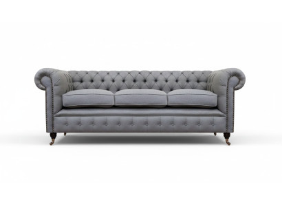 Gray Chesterfield living room textile fabric furniture luxury three-seater sofa