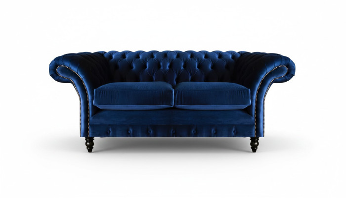 Living room sofas couch two-seater furniture blue Chesterfield new
