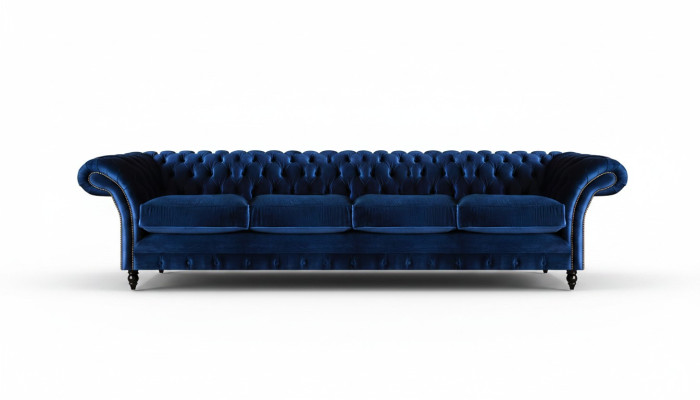 Luxury Design Chesterfield Four-Seater Sofa Blue Couch Living Room Furniture
