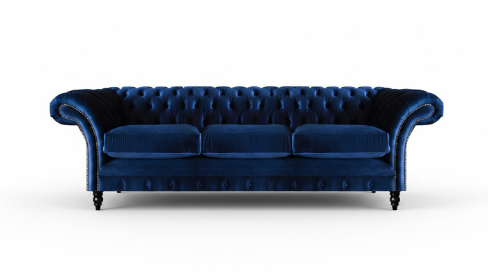 Chesterfield Luxury Sofa Three-Seater Living Room Upholstery Fabric Textile Design New