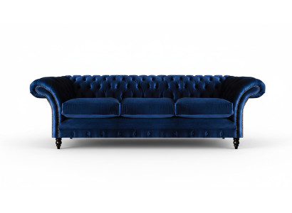 Chesterfield Luxury Sofa Three-Seater Living Room Upholstery Fabric Textile Design New
