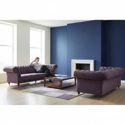 Living room luxury purple sofa three-seater design armchair sofa set Chesterfield