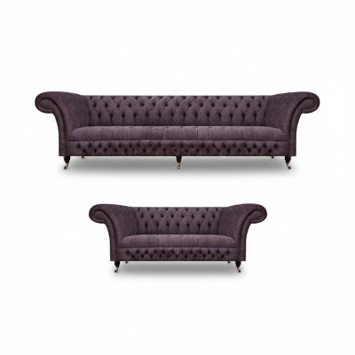Living room luxury purple sofa three-seater design armchair sofa set Chesterfield