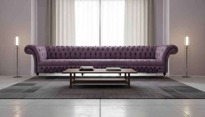 Luxury Upholstered Furniture Chesterfield Four-Seater Sofa Couch Fabric Living Room