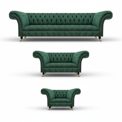 Luxury Green Sofas Complete Sofa Set Upholstered Furniture Living Room Couch Fabric