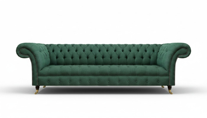 Upholstered Furniture Luxury Four-Seater Sofa Couch Green Living Room Chesterfield