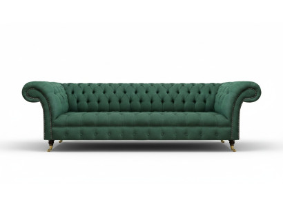 Upholstered Furniture Luxury Four-Seater Sofa Couch Green Living Room Chesterfield