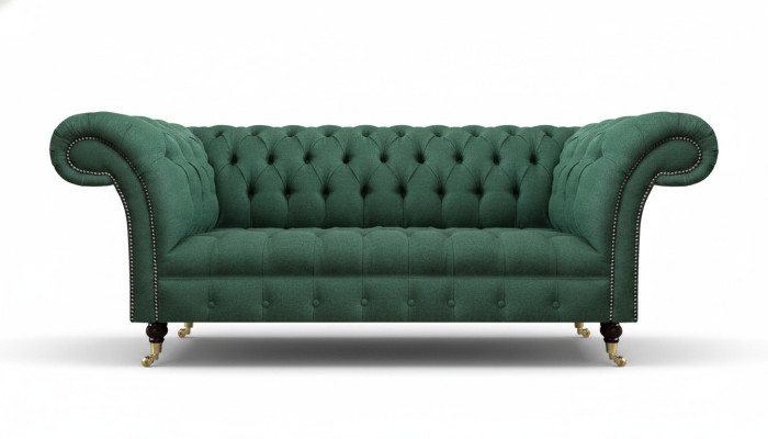 Luxury Three-Seater Sofa Couch Chesterfield Living Room Green Upholstered Seat New
