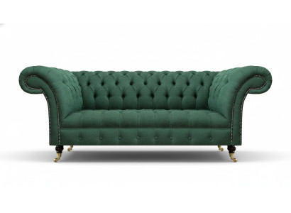 Luxury Three-Seater Sofa Couch Chesterfield Living Room Green Upholstered Seat New