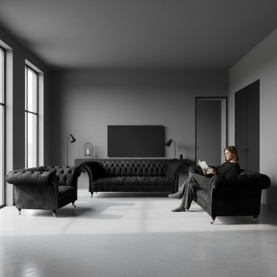 Chesterfield Sofa Set 3-piece Complete Living Room Sofas Couch New Set