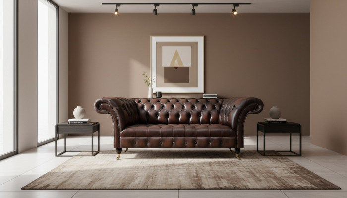 Chesterfield Three-Seater Sofa Couch Upholstered Furniture Living Room New