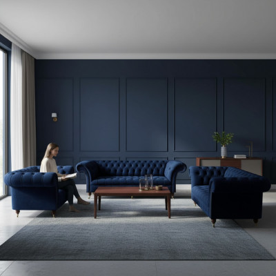 Living Room Complete Furniture 3pcs Sofas Couch Luxury Armchair Textile Furnishings
