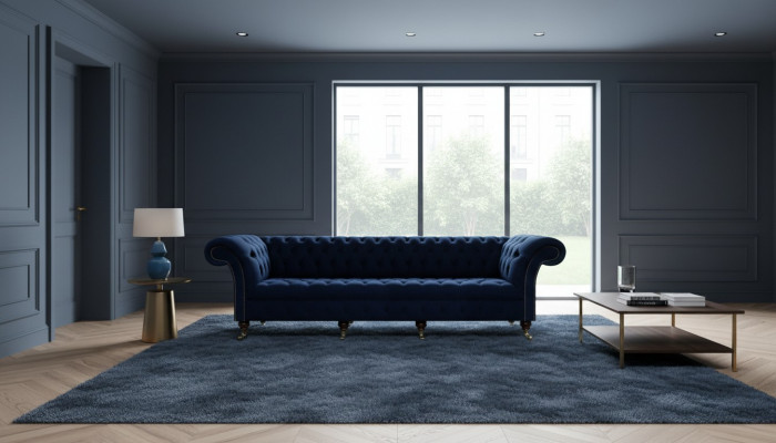 Four-seater sofa couch living room Chesterfield upholstered furniture design interior