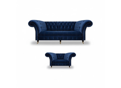 Complete Set Sofa Three-Seater Luxury Armchair Furniture Living Room Chesterfield