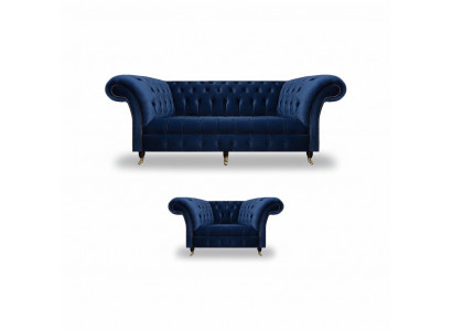 Complete Set Sofa Three-Seater Luxury Armchair Furniture Living Room Chesterfield