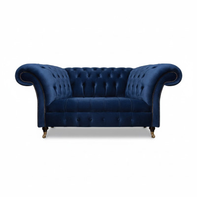 Sofa two-seater couch upholstered furniture Chesterfield textile blue design new