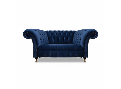 Sofa two-seater couch upholstered furniture Chesterfield textile blue design new